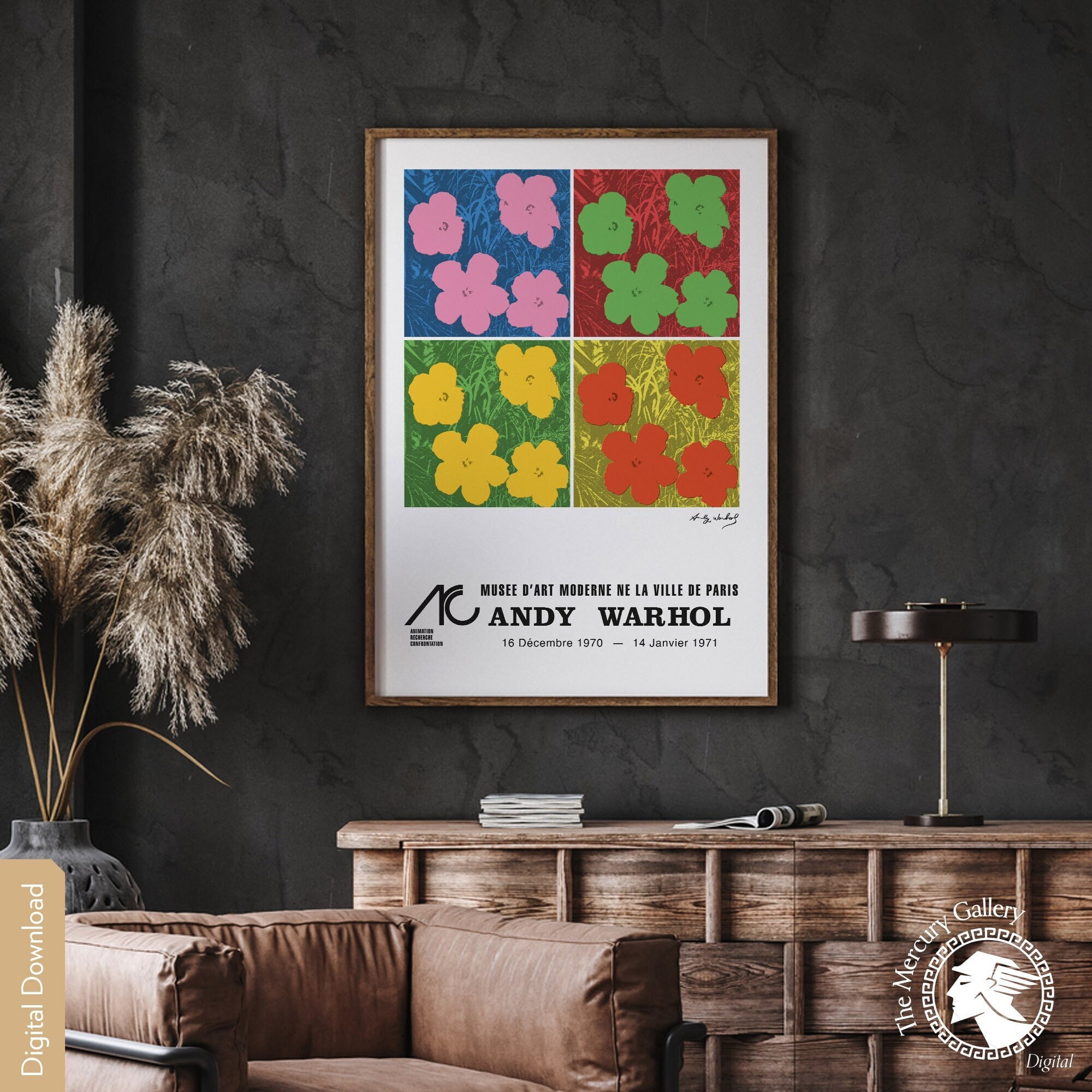 Andy Warhol Flower Exhibition Poster, Pop Art Print (digital