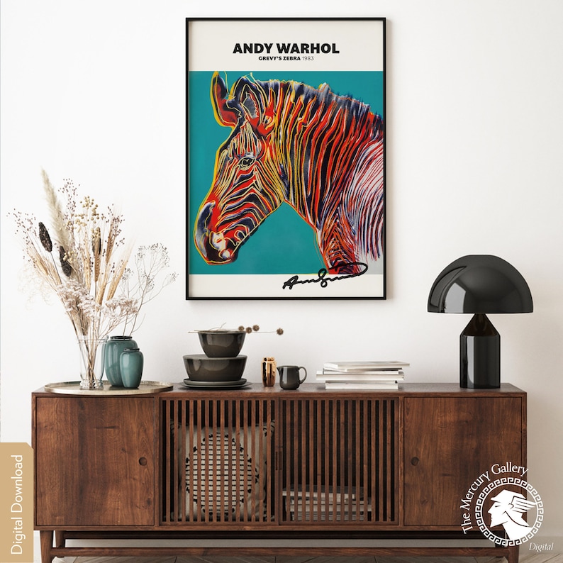 Andy Warhol Grevy's Zebra Print, Mid Century Modern Art (digital ...