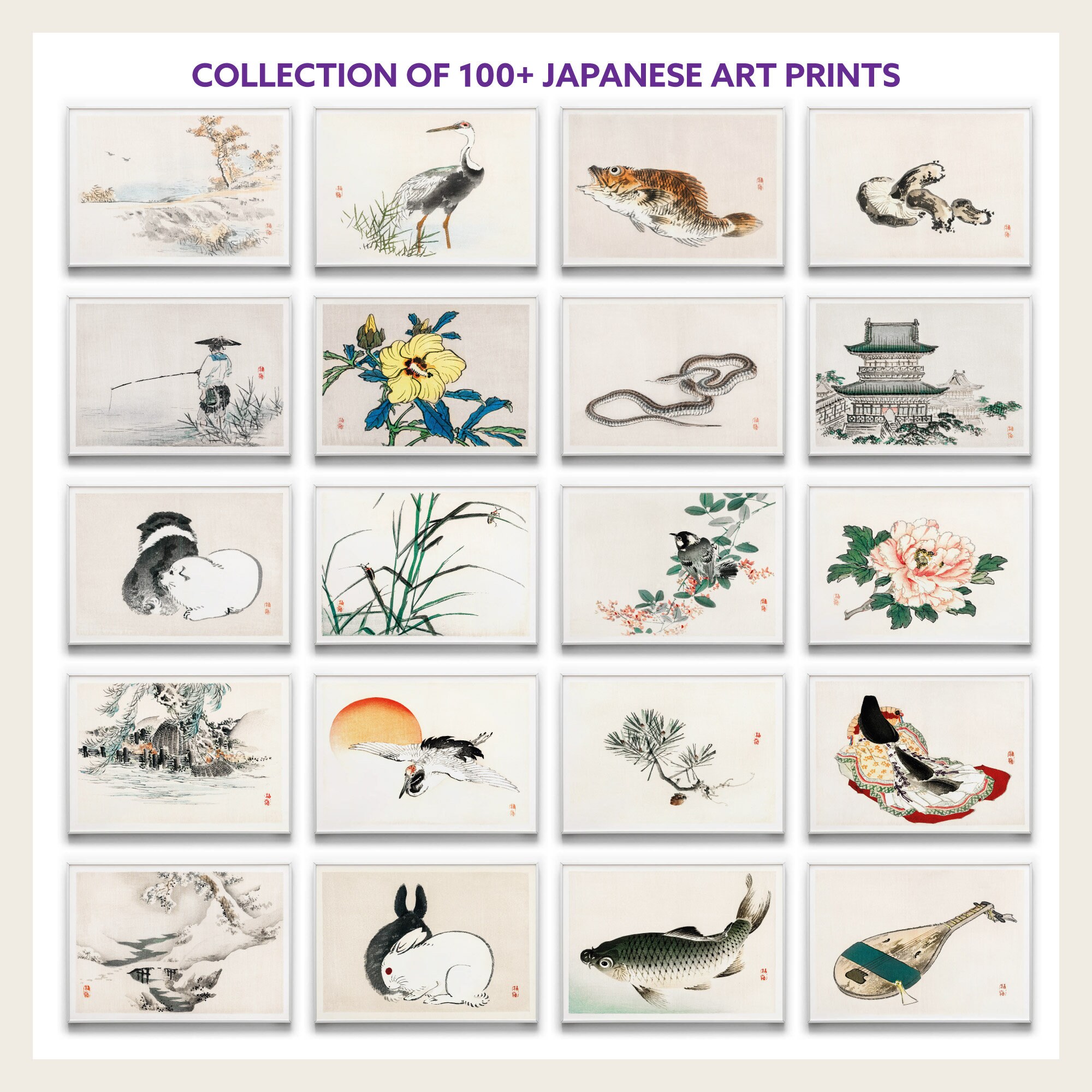100+ Vintage Japanese Art Prints, Woodblock Wall Art (digital