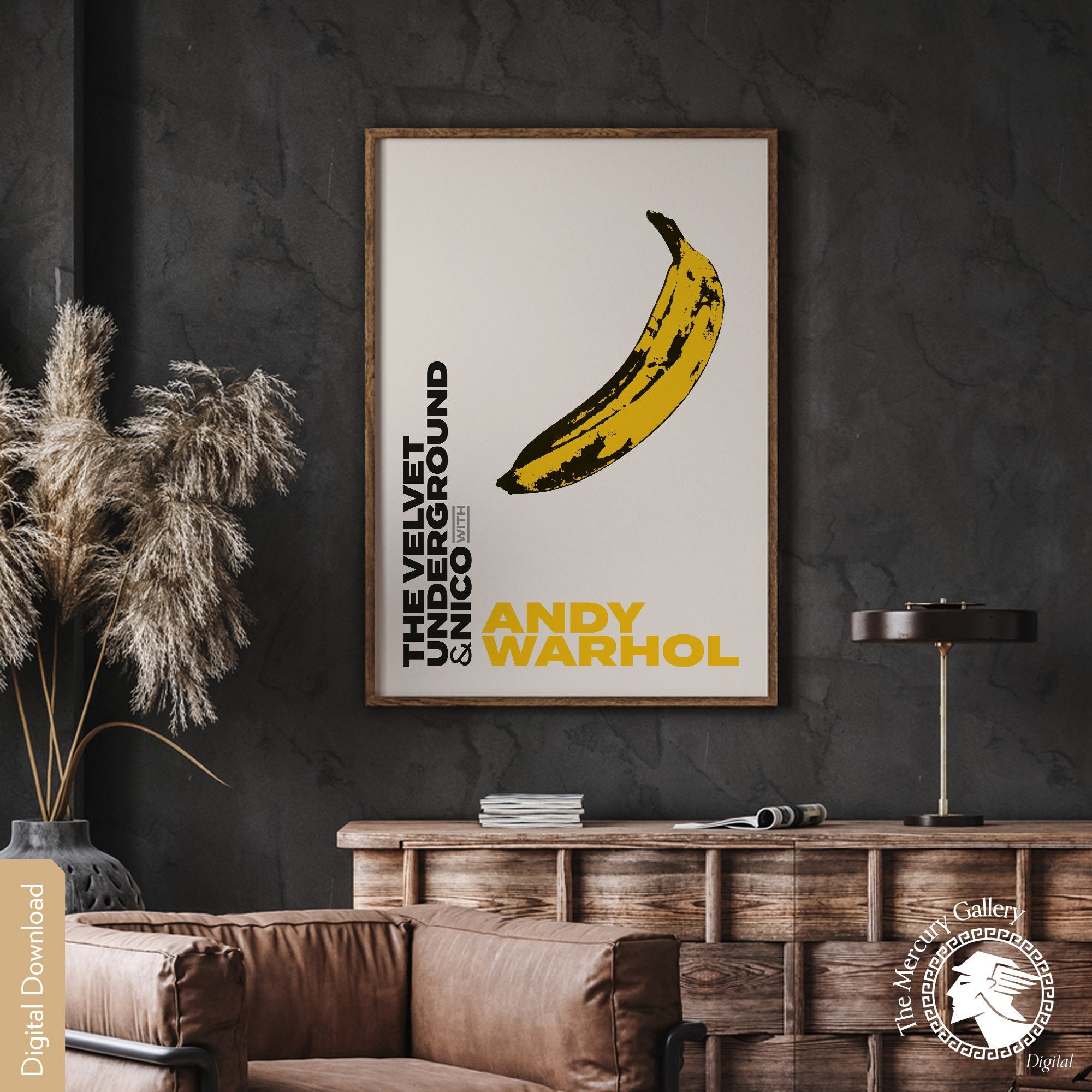Warhol Banana, Warhol Pop Art, Andy Warhol Print, Home and Living, Exhibition Poster, Instant Download