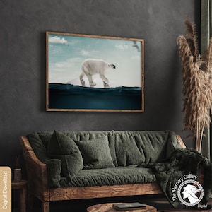 Polar Bear Wall Print, Animal Lover Art, Living Room Wall Art, Polar Bear Art, Wildlife Art Print, DIGITAL DOWNLOAD