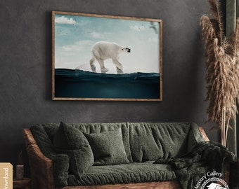 Polar Bear Art Print, Wildlife Wall Decor (Digital Download)