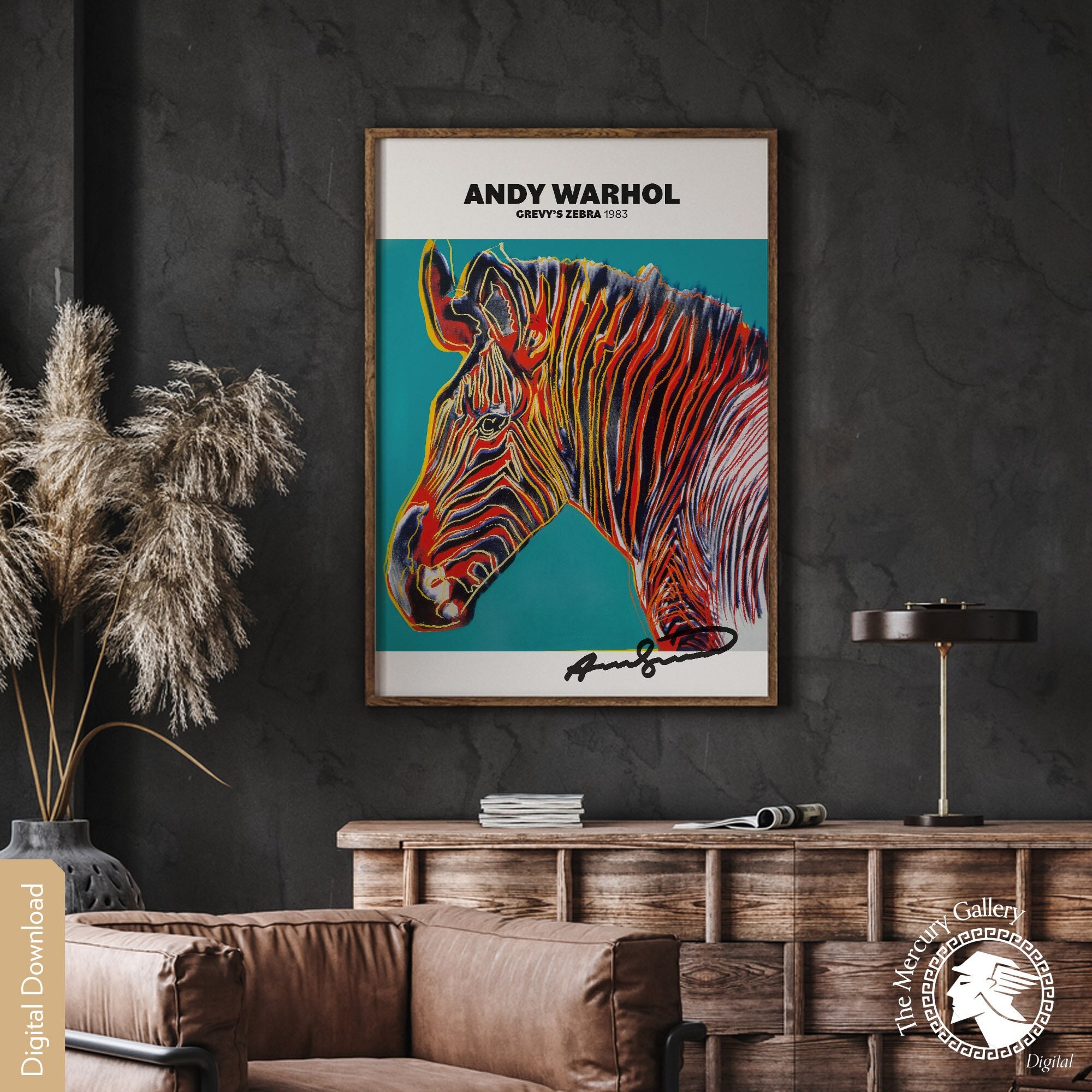 Andy Warhol Grevy's Zebra Print, Mid Century Modern Art (digital