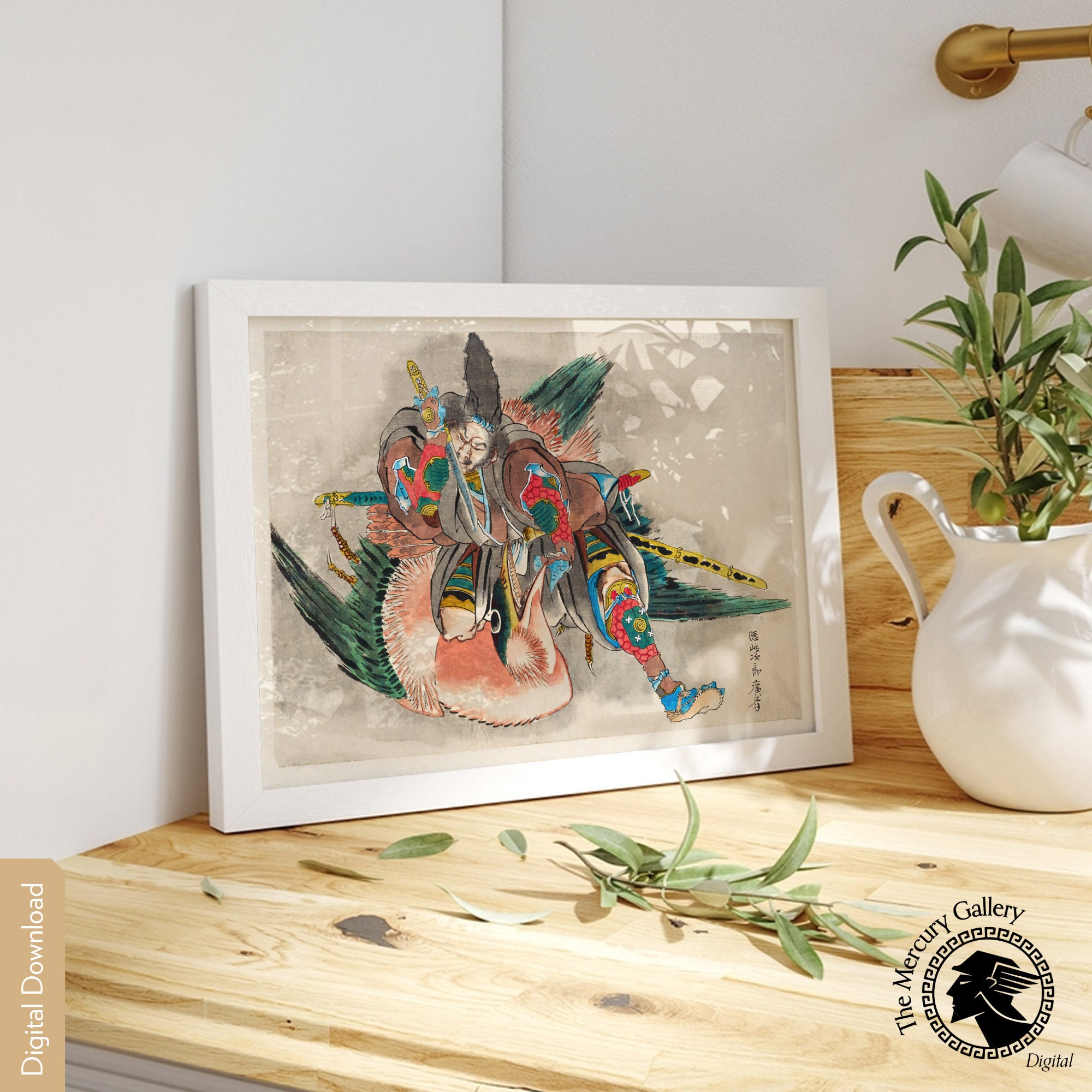 Hokusai Print, Japan Wall Art, Okijiro, Japanese Samurai