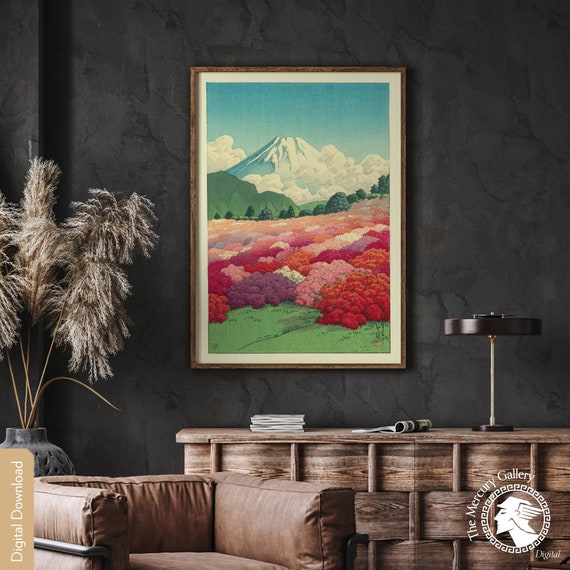 ヴィンテージ 河口湖 富士山 木 絵 インテリア