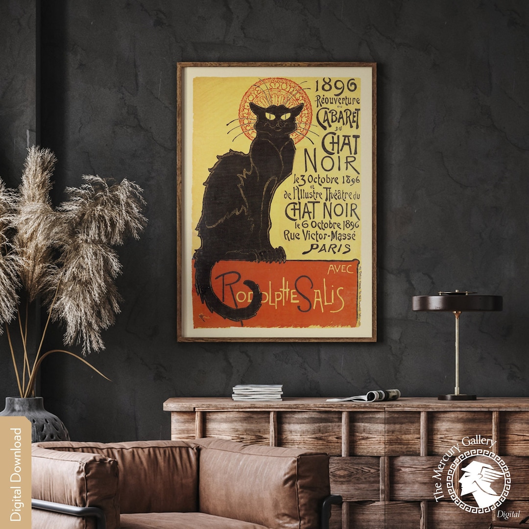 Vintage French Black Cat Poster, Rodolphe Salis Le Chat Noir Poster