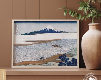 Hokusai Print, Japan Wall Art, The Jewel River in Musashi Province, Ukiyo-e Art Japanese Posters, Woodblock Print, DIGITAL DOWNLOAD