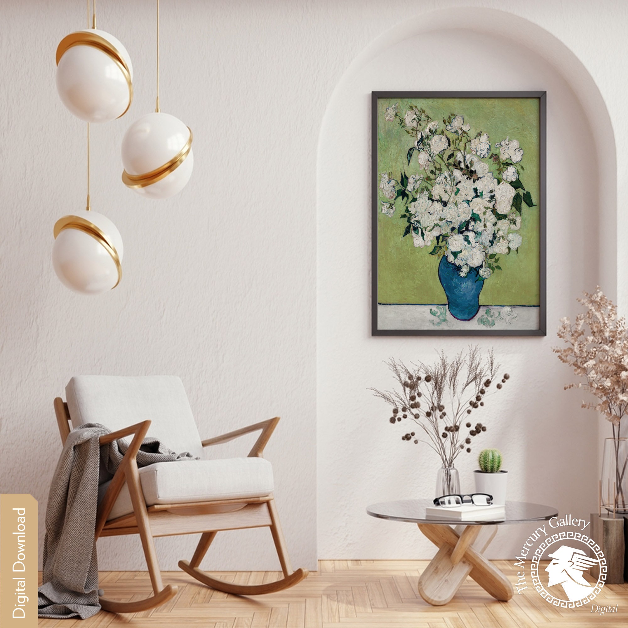 油絵 花瓶 ゴッホ 白いバラの印象派 ゴッホの描く華やかなお花 ゴッホ