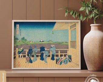 Hokusai Print, Japan Wall Art, Sazai Hall at the Temple of the Five Hundred Arhats, Japanese Posters, Japanese Decor, DIGITAL DOWNLOAD