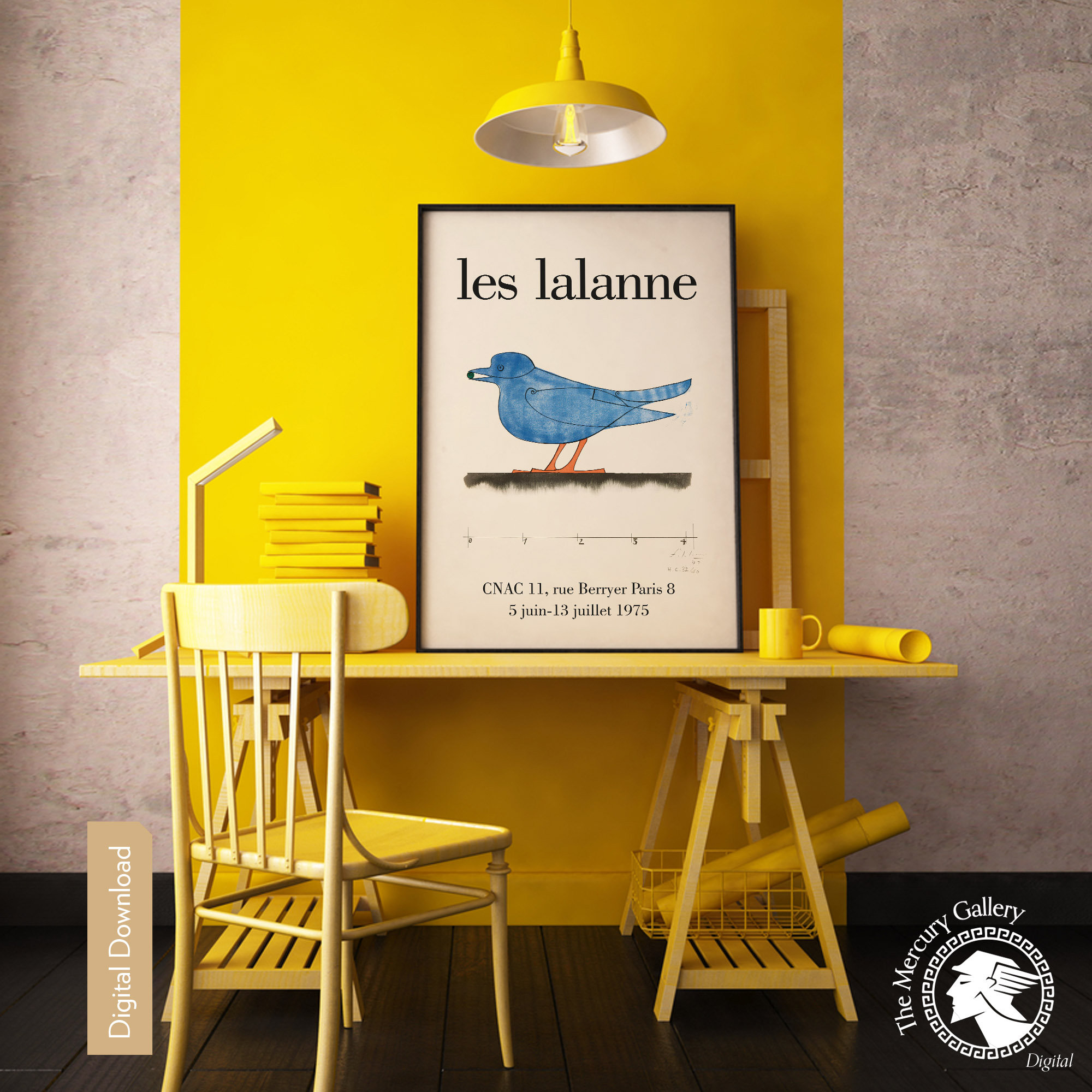 Lalanne Bird Exhibition Poster, Vintage Mid Century Modern Wall