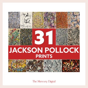 Jackson Pollock Set mit 31 Wandkunstdrucken, Jackson Pollock Vintage Ausstellungskunstposter, Pollock Abstrakter Druck, Galeriewand zum Ausdrucken