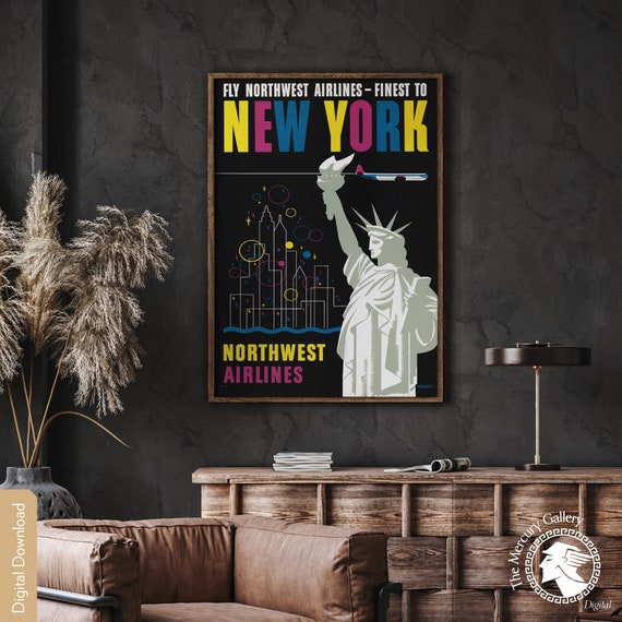 Vintage New York Travel Poster, Bauhaus Style Print (digital