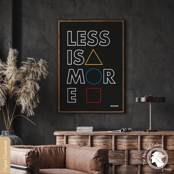 Bauhaus Premium Posters, Less is More Dark, Wall Art, Minimalist Poster, Ideal Gift, Vintage Art, Living Room, Printable Wall Art