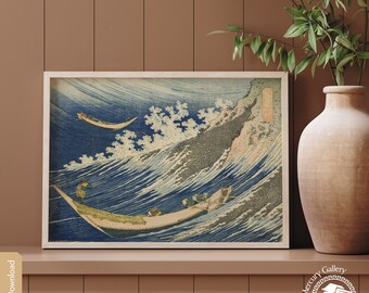 Hokusai Wave Japanese Art Print, Vintage Ukiyo-e Poster (Digital Download)