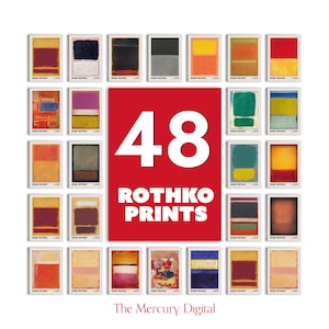 Mark Rothko Set 48 Wand Kunst Drucke, Mark Rothko Vintage Museum Ausstellung Kunst Poster, Rothko Abstrakt Druck, Galerie Wand Druckbar
