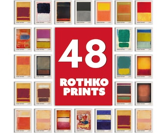 Mark Rothko Set di 48 stampe d'arte da parete, Poster d'arte per mostre d'epoca del Museo Mark Rothko, Stampa astratta Rothko, Galleria da parete stampabile