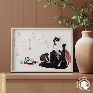 Hokusai Art Print, Japanese Woman, Japan Wall Art, Hokusai Wall Art, Japanese Art Print, Japanese Decor, DIGITAL DOWNLOAD