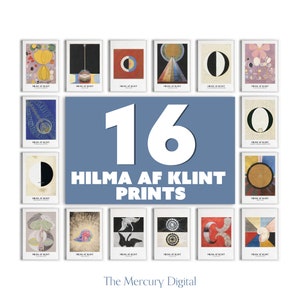 Hilma Af Klint Set of 16 Wall Art Prints, Klint Exhibition Poster Set, Gallery Wall Art Poster Set, Trending Now Digital Art, Abstract Art