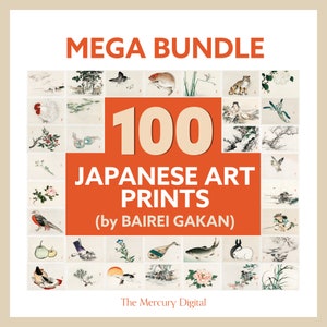 Japanese Wall Art MEGA BUNDLE, Japanese Prints Set of 100, Bairei Gakan, Japanese Wall Art, Gallery Wall Art, Vintage Japanese