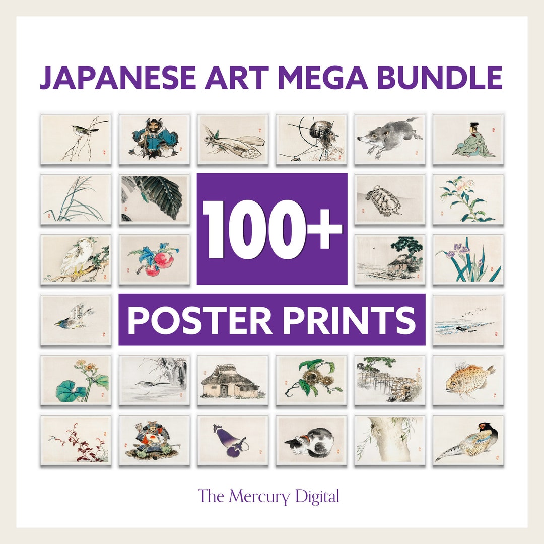 100 Japanese Art Digital Prints, MEGA BUNDLE, Vintage Printable Wall