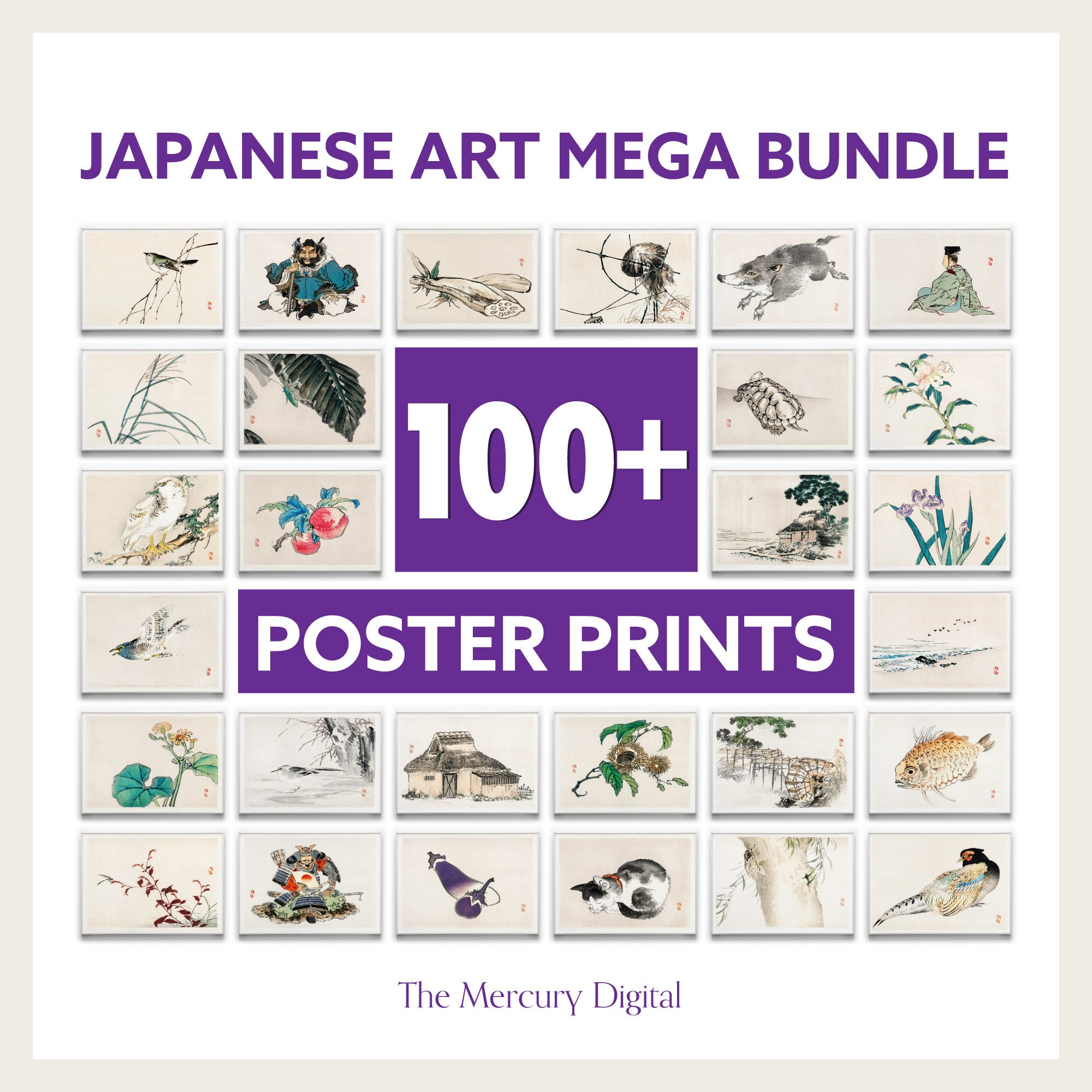 100+ Vintage Japanese Art Prints, Woodblock Wall Art (digital