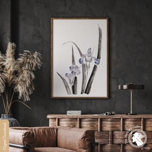 Hokusai Art Print, Japanese Iris Flower, Japanese Botanical Wall Art, Hokusai Wall Art, Japanese Art Print, Japanese Decor, DIGITAL DOWNLOAD