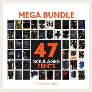 Pierre Soulages 47 Stück Wand Kunst Drucke, Soulages Poster Set, Mega Bundle, Galerie Wand Kunst Poster Set, Abstrakter Kunstdruck