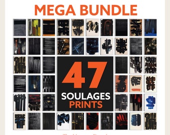 Pierre Soulages Set of 47 Wall Art Prints, Soulages Poster Set, Mega Bundle, Gallery Wall Art Poster Set, Abstract Art Print