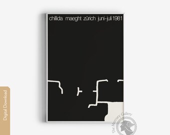 チリーダ展ポスター（白黒アート）（デジタルダウンロード） - Etsy 日本