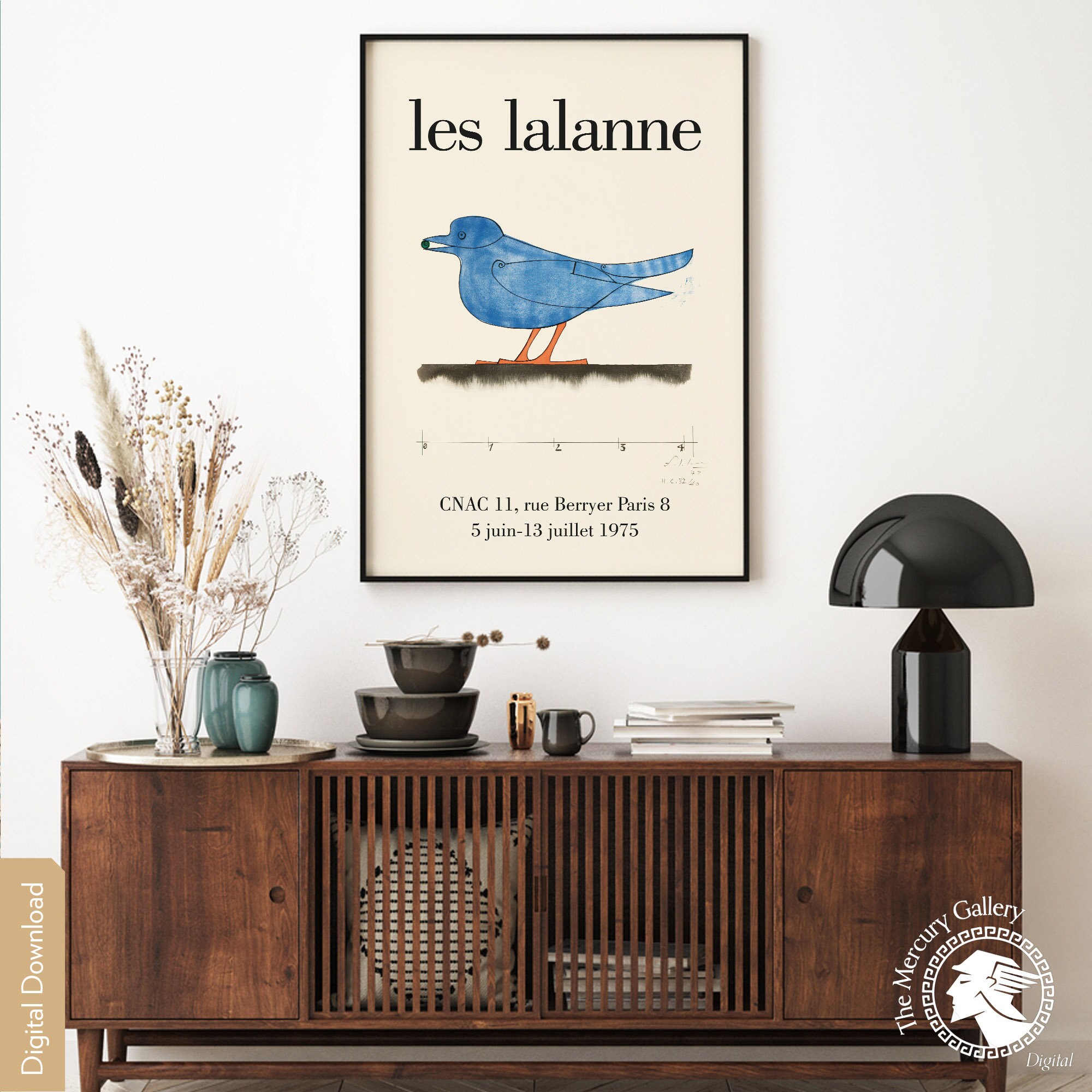 Lalanne Bird Exhibition Poster, Vintage Mid Century Modern Wall