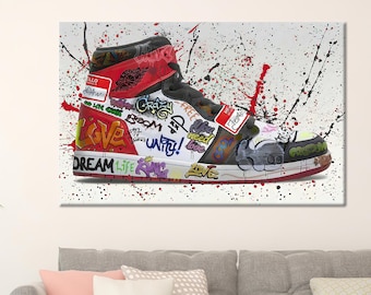 Arte en lienzo con grafiti de zapatillas: Impresión de póster de moda del calzado