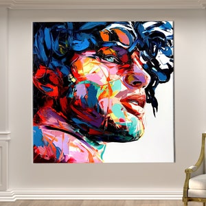 Colorful Man Painting, Colorful Man Art Canvas, Abstract Portrait Art Canvas, Modern Art, Abstract Wall Decor, Man Portrait Art Canvas,
