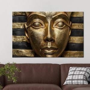Egyptian Pharaoh Canvas Art: Golden Tutankhamun Mask, Historical Decor