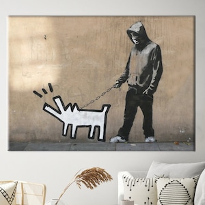 Banksy Hund, Bellender Hund Banksy, Hund Graffiti Leinwand, Malerei Wanddekor, Hunde Poster, Banksy Hund Poster,