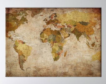 World Map Canvas Print, World Map Wall Decor, Map Wall Decor, World Atlas Printed, Large World Map Wall Art, World Map Printed,