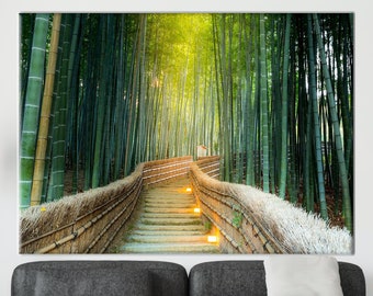 Bamboo Forest Art Canvas, Forest Wall Art, Nature Landscape Wall Decor, Forest Landscape Printed, Bamboo Landscape Canvas Art,