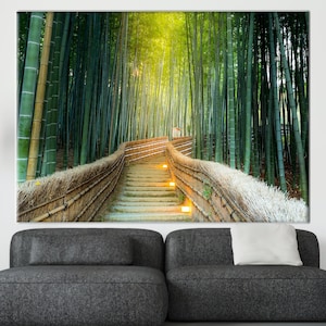 Bamboo Forest Art Canvas, Forest Wall Art, Nature Landscape Wall Decor, Forest Landscape Printed, Bamboo Landscape Canvas Art,