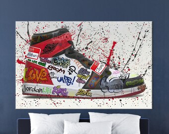 Custom Canvas, Shoes Graffiti Canvas Poster, Graffiti Printed, Canvas, 3D Canvas, Shoe Hype Sneaker, Shoes Canvas Poster, Canvas Wall Art