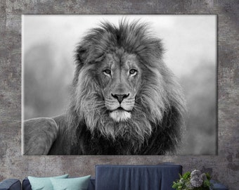 Lion Photo Print, Wild Lion Art, Animal Wall Art, Lion Printed, Wildlife Canvas, Wild Animal Wall Decor, Loft Canvas,