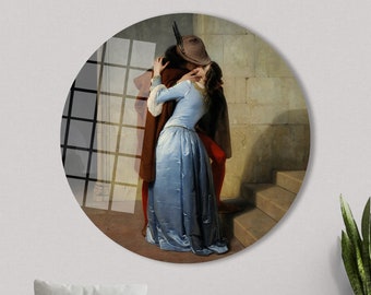 Tempered Glass Wall Art: Francesco Hayez The Kiss, Romanticism Reproduction