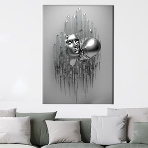 3D Silber Paar, moderne Leinwand Kunst, Schlafzimmer gedruckt, Liebe Wandkunst, Liebhaber Geschenk Wandkunst, Paar Wandkunst umarmen,