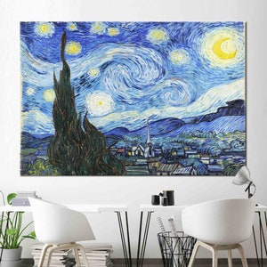 Starry Night Canvas Print – Van Gogh Wall Art Reproduction on Cotton Canvas