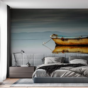 Papier peint paysage bateau : sticker mural texturé autocollant