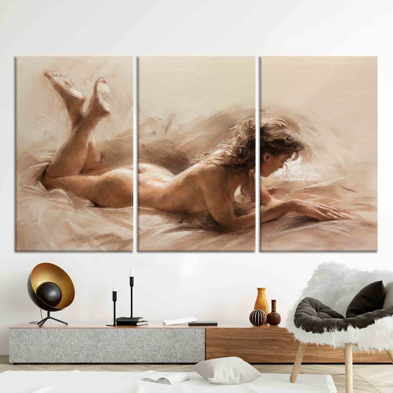 Sexy Woman Painting Print, Sensual Wall Art, Personalized Gifts, Gift for Him, Wall Art Canvas, Sexy Canvas Art, Erotic Canvas Print,Mature image 2