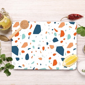 Terrazzo Glass Print Cutting Board, Faux Terrazzo Chopping Board, Colorful Serving Board, Modern Serving Board, Gift for Mom,