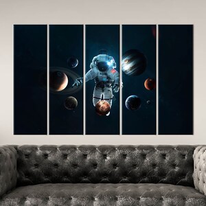 Solar System Wall Art, Modern Canvas Art, Space Wall Decor, Astronaut Printed, Abstract Wall Art, Kids Printed, Space Landscape Wall Decor, image 4