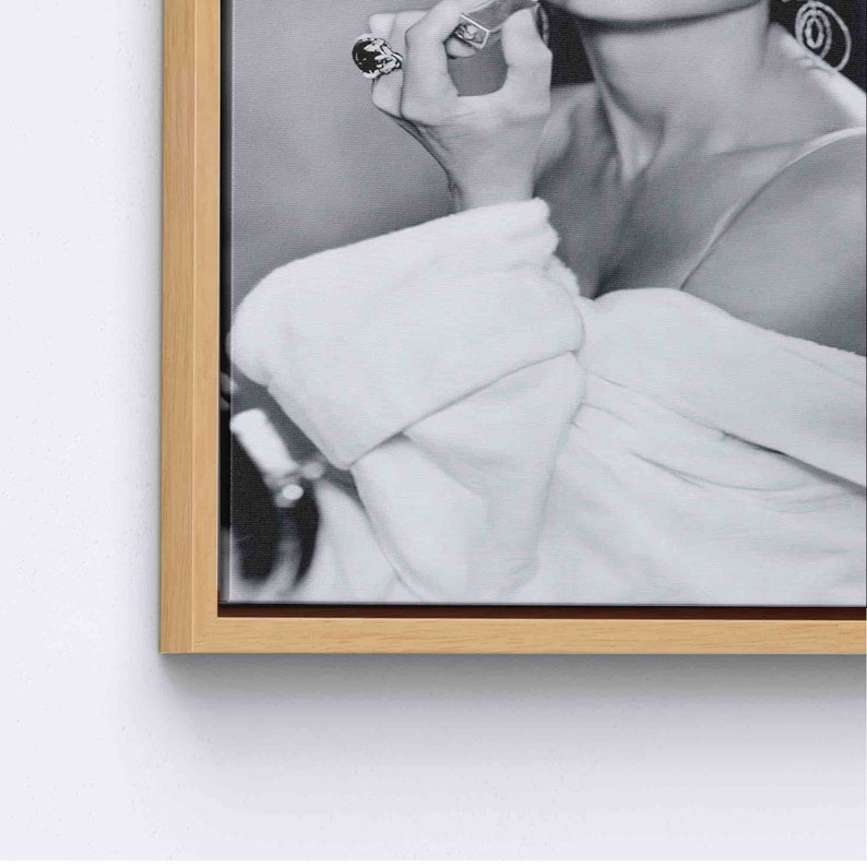 Hepburn Pink Lips Poster, Audrey Hepburn Printed, Audrey Poster, Lip Woman Printed, Iconic Canvas Art, Modern Canvas Art, Natural Framed