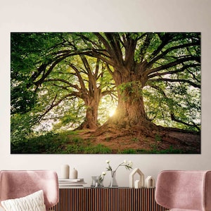 Baum Foto Druck, Sonnenaufgang Kunst, Waldlandschaft, Wanddekoration, Leinwand Geschenk, Wanddekoration, Waldblick Poster,