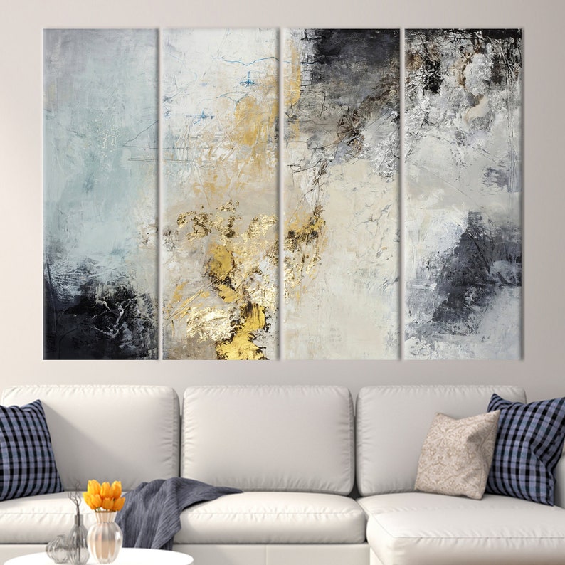 Gray and Gold Plaster Shimmery Wall Art Abstract Wall Decor Etsy