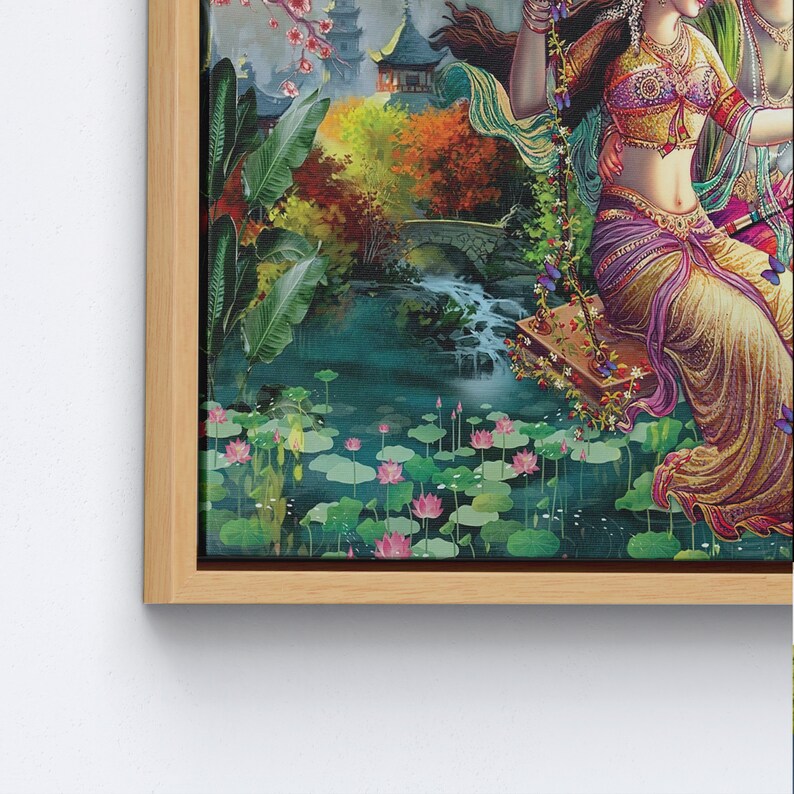 Obraz Radhy Krishny, hinduski plakat z prezentem, sztuka ścienna Radhy Krishny, słynna sztuka ścienna, indyjska sztuka ścienna, reprodukcja dzieła sztuki, zdjęcie 9